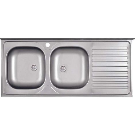 Lavello da Cucina Inox 50x120 cm 2 Vasche a Sinistra con Gocciolatoio