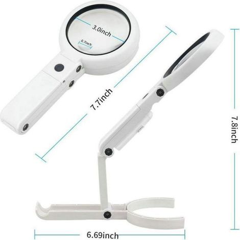 Lampe loupe de bureau pliable avec loupe intégrée - Grossissement 5x/11x - 8 LED - Alimentation USB/piles (1/4)