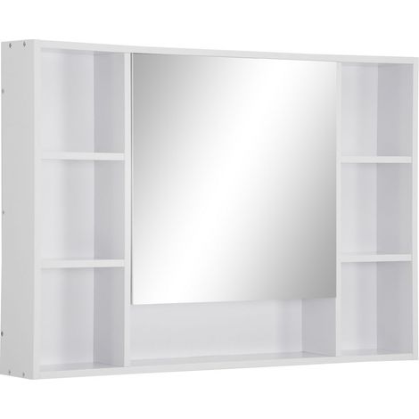 SPECCHIERA BAGNO CON MENSOLE E ARMADIETTO CON ANTA SPECCHIATA 100X15X70CM BIANCO (1/5)