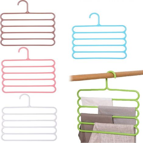 Cintre Pour Pantalon - Cintre Multi-Couches PP Antidérapant - Pour Jeans Pantalons Écharpes Cravates Serviettes - 5 Pièces (1/5)