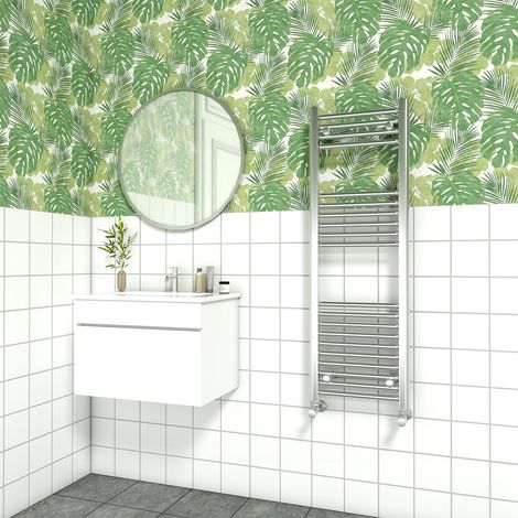 Bathroom Straight Heated Towel Rail Radiator Ladder Warmer Heating Chrome 1200x400mm