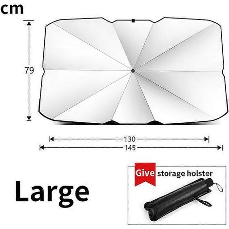 Pare-soleil pliable pour voiture, type parapluie, pour vitres avant, protection solaire estivale, tissu isolant thermique, grande taille. (1/5)
