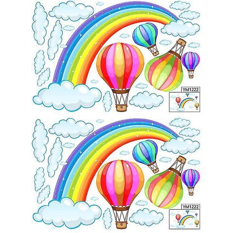 Lot de 2 autocollants muraux nuage arc-en-ciel (1/3)