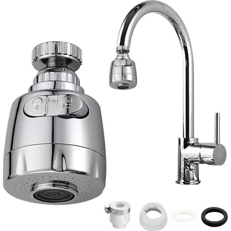 Kitchen Faucet Head with Two Modes, Faucet Aerator, Replaceable Extension, Suitable for Bathroom/Balcony/Kitchen (Silver, Size: 7.5 x 2.2cm) MUMU (1/4)