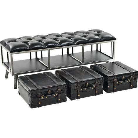 Storage Bench 110 cm Black Faux Leather vidaXL (1/5)