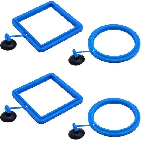 Set mit 4 quadratischen und runden schwimmenden Fischfutterspendern für Aquarienfische