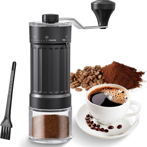 Moulin à café manuel, portable, avec une capacité de 30 g, 40 réglages réglables, moulin conique avec poignée ergonomique pour expresso, pour le dessus et plus encore (1/5)