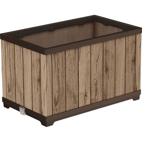 Keter Deco Pflanztopf, 76x45,5x45,5 cm, wetterfest, mit Wasserreservoir & -anzeiger, Design Pinie