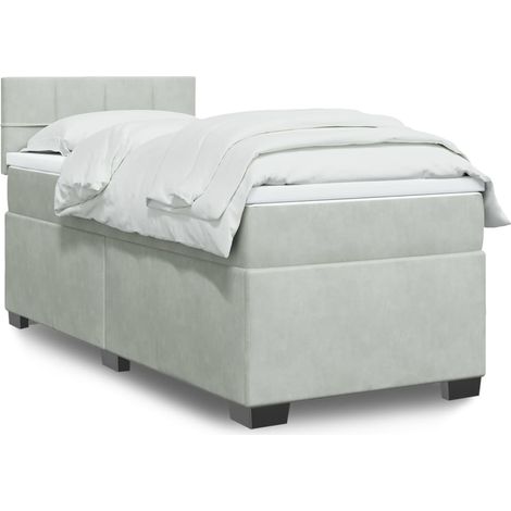 Boxspringbett mit Matratze Hellgrau 100x200 cm Samt