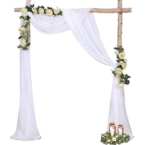 Rideau en Tulle Blanc 160 x 800 cm Arche Mariage Tenture Rideau Blanc Doux et Respirant pour Decoration Mariage Faire la Fête Scène Arche de Gaze Décoration (1/5)