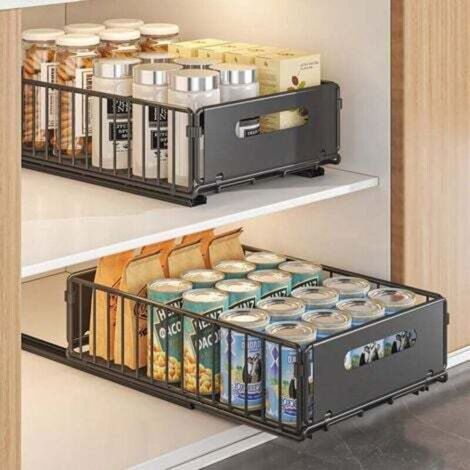 Sliding cabinet organizer, sliding cabinet organizer, sliding rack for spice drawer organizer (2 pcs, small size)
