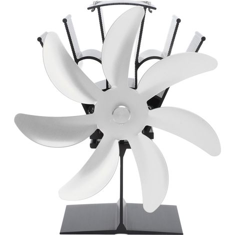 Ventilateur de cheminée, ventilateur thermique, poêle à pétrole, poêle à bois, ventilateur thermique auto-générateur, argent (1/5)