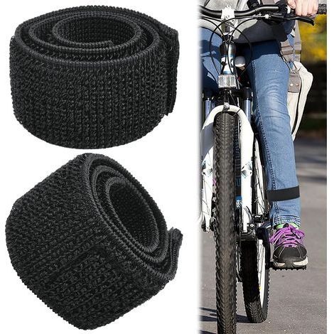 2 PCS Serre Pantalon Velo, Pince Pantalon Velo Brassard Sécurité Noir, Élastique Pince à Vélo pour Pantalon Femme Hommes, Velcro Clips de Jambe Pantalon Velo pour Vélo, Jogging, Randonnée (1/5)