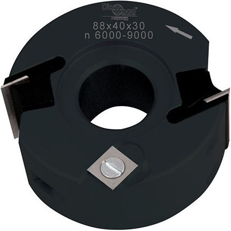 Diamwood Porte-outils de toupie à feuillurer et profiler avec araseurs - D. 90 mm - Alésage 30 mm - Ht. 40 mm - Vitesse 6000 à 9000 tr/min - Z 2 et V 1+1 - Outillage BTP (1/2)