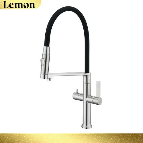 Robinet de cuisine (Silver G1/2), robinet d'évier de cuisine extractible avec douchette rabattable (1/5)