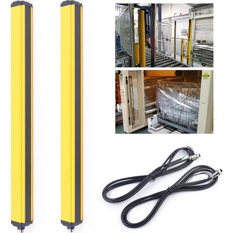 Lichtgitter-Sicherheitsvorrichtung 10 Strahlen, Lichtvorhang-Sensorschalter DC 24-30V Effektive Schutzhöhe 360mm Sicherheitsschutzsensor-Lichtgitterstrahl Gelb