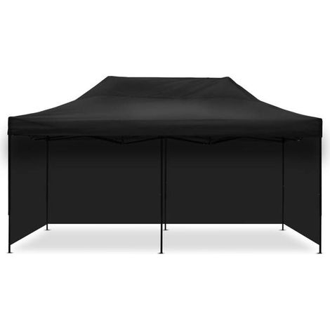 Faltpavillon - Tourtecs 3x6 m - Schwarz - 4 Wände inklusive - Verstellbarer galvanisierter Stahlrahmen
