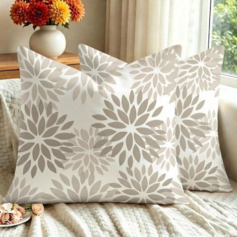 Lot de 2 Housse Coussin 50x50 Feuilles Taie Oreiller Exterieur (1/5)