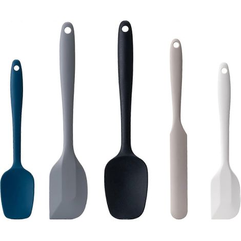 Ensemble 5 spatules silicone alimentaire pâtisserie cuisine, résistantes chaleur, antiadhésives, compatibles lave-vaisselle, sans BPA, multicolores (1/5)