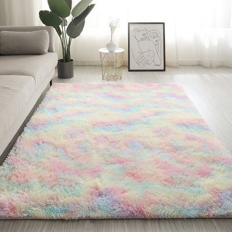 Tapis Salon Shaggy 160 x 230 cm - Descente de lit Tapis Poils Longs pour Salon Chambre Canapé (Rainbow) (SKU produit : 95210290  SKU Offre : lehuamwj1189) (1/4)