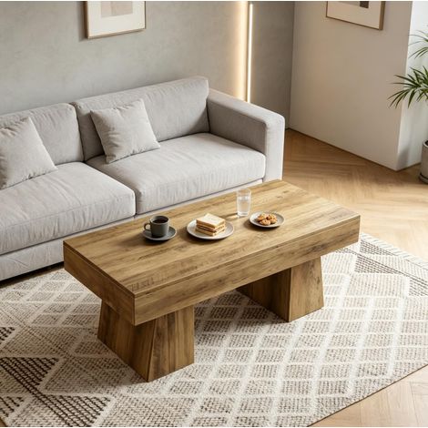 Tavolino rettangolare 120 x 60 x 50 cm in MDF marrone DESVIAE (1/5)