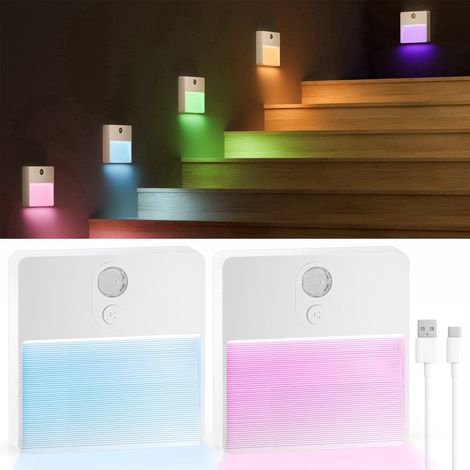 Luce notturna da interni con sensore - Luce per scale a batteria con sensore di movimento - Per camere da letto, corridoi, cucine, bagni, ecc. - Confezione da 2 (1/5)