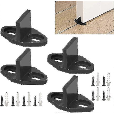 Lot de 4 guides de sol robustes pour porte coulissante de grange, avec support mural. (1/5)