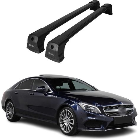OMAC Dachträger Querträger kompatibel mit Mercedes CLS C218 2011-2017 – 2 Stangen – Abschließbar – Aluminium Schwarz (1/5)