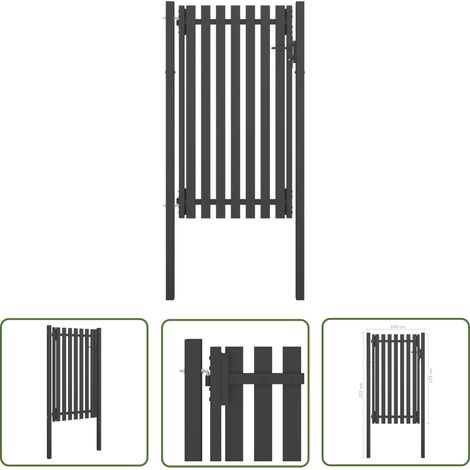 The Living Store Gartentor Stahl 1x2,25 m Anthrazit - Gartentor - Stahltür - Metalltor - Zaunteil - Einfahrtstor (1/4)