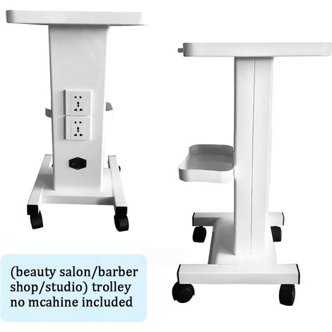 Petit chariot spécial pour le salon de beauté avec prise, chariot médical portable, conception ouverte à double couche, réglable en hauteur, 35,5 33,5 70cm