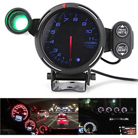 12 V 80 mm (3,75 Zoll) Drehzahlmesser mit LED-Beleuchtung, modifiziert, 11.000 U/min, blaues Licht (1/5)