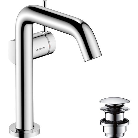 Mitigeur de lavabo avec vidage Push-Open, économie d'énergie (CoolStart), Robinet de salle de bain avec hauteur sous bec 150mm, économie d'eau (EcoSmart+), Chromé, 73340000 (1/5)