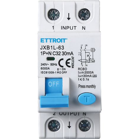 ETTROIT Interruttore Magnetotermico Differenziale 1P+N 32A 30mA 220V 6KA CLASSE A - JX273264 (1/4)