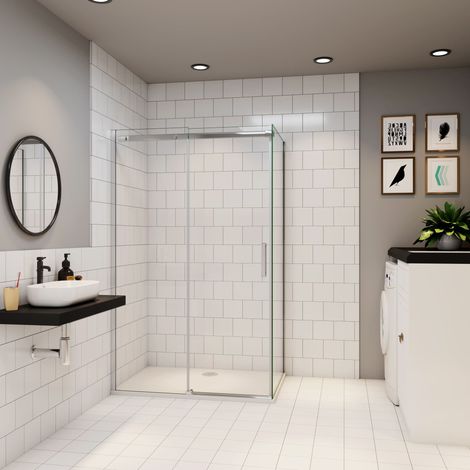 [PRODUIT D'OCCASION]Cabine de douche en hauteur de 195cm, porte de douche 120cm avec paroi latérale 90cm ,8mm verre trempé anticalcaire