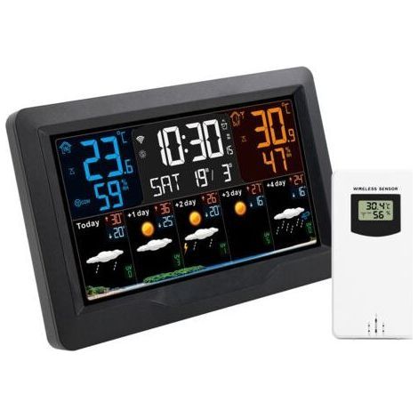 SW403 Station Météo J+4 avec connexion Wifi et écran coloréNoir (1/5)