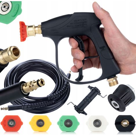 Set di Accessori per Idropulitrice – Pistola 300 Bar, 5 Ugelli, Tubo 8m Click-Click, Adattatori M22  Compatibile con Kärcher K2-K7