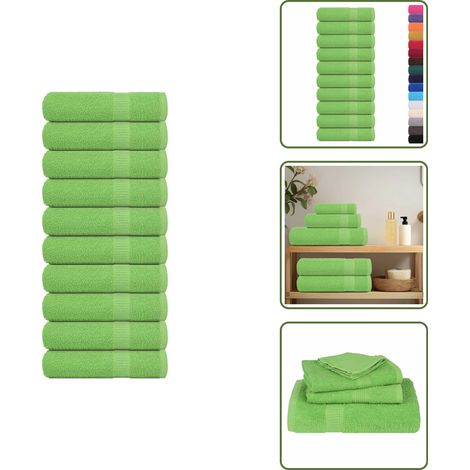 The Living Store Badetücher FROGN 10 Stk. Apfelgrün 100x150 cm 360 g/m² - Baumwollhandtücher (1/5)