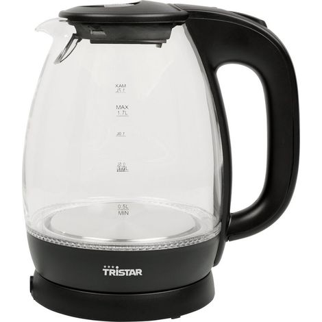 Tristar WK-3405 Bollitore Elettrico in Vetro 1,7 L 2200 W Base 360° Protezione Surriscaldamento colore Nero Trasparente (1/4)