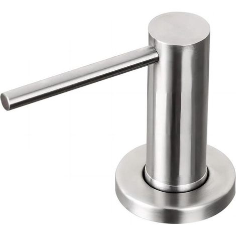 Dispenser di sapone in acciaio inox per cucina e bagno, dispenser di sapone a pressione da appoggio, pompa per lozione mani, flacone integrato, multifunzionale. (1/5)