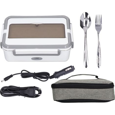 Boîte À Repas Électrique - Double Compartiment - Chauffage Sans Eau - Faible Niveau Sonore - Acier Inoxydable 304 - Avec Sac Isotherme - 1 Pièce