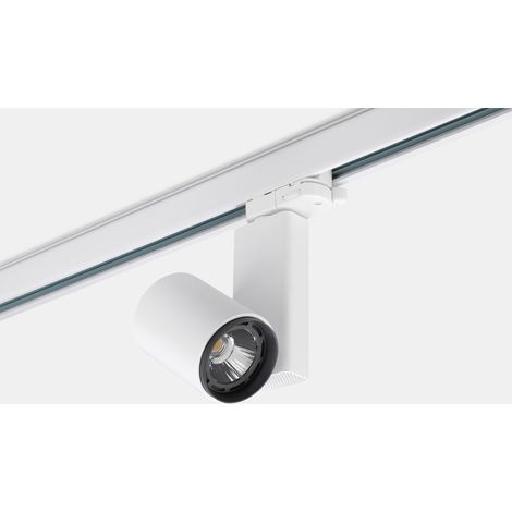 LedsC4 Mach3 - Spot sur Rail Diamètre 6.3cm. Structure en Aluminium. Coloris Blanc