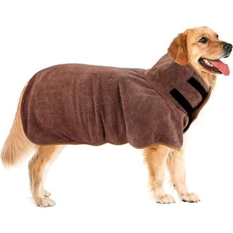 (M, Coffee Color) Dog Bathrobe, Microfiber Pet Bathrobe, Super Moisture Absorbent Quick-Drying Cooling Coat for Large and Medium Dogs