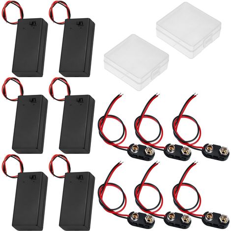 6Pcs 9V Boite de Stockage Boite de Batterie on/Off Switch avec Casquette, Lot de 6 9V connecteur de Batterie câble Support de Batterie Clip Snap sur connecteur câble Lead, I Type (1/5)