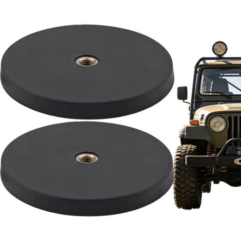 Lot de 2 supports de montage pour lumière - Avec base magnétique - Équerre de fixation avec filetage intérieur - Pour éclairage LED - Pour voiture, camion, SUV, caravane, tracteur (1/5)