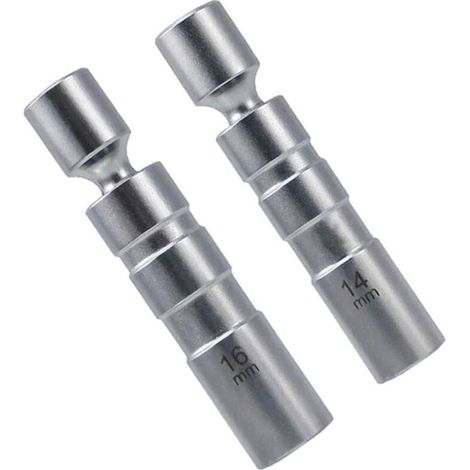 Douille bougie 14mm / clé à bougie 16mm, 2 pièces de clé à bougie, outil spécial pour automobiles, douille à bougie pivotante à paroi mince 12 pans 3/8 pouces CR-V – OUYLAF