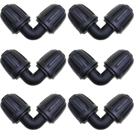 Irrigation Accessories, 6 Pcs Elbow Connectors, 16mm Watering Fitting, Garden Irrigation Hose Connector, for PE Pipe Garden Irrigation Connectors (1/5)