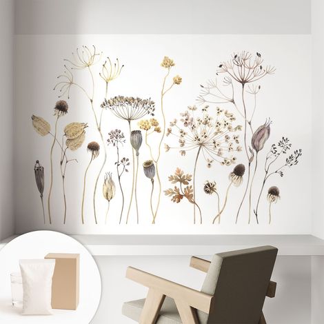 Tapete Vliestapete mit Kleber für Wohnzimmer Schlafzimmer Küche - Wanddekoration Wiesenblumen 104x70 cm (1/5)