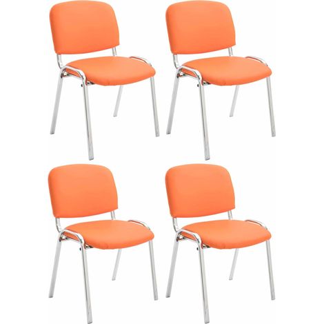 4er Set Stühle Ken Chrom Kunstleder orange