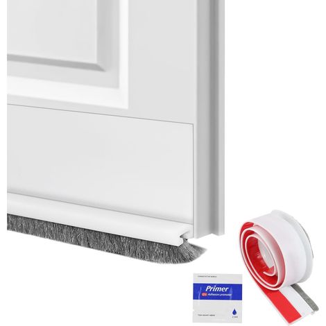 White Door Brush Seal 5 x 100 cm Self Adhesive Draught Excluder Brush with Removable Bristles for Wind, Dust and Insect Protection as well as Block (1/5)