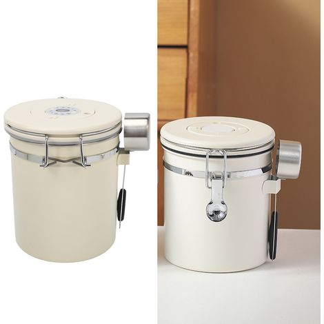 Boîte de conservation sous vide en acier inoxydable 304 pour la cuisine, le café en grains, le thé et les aliments, 1,2 L - Blanc - 304 (1/5)